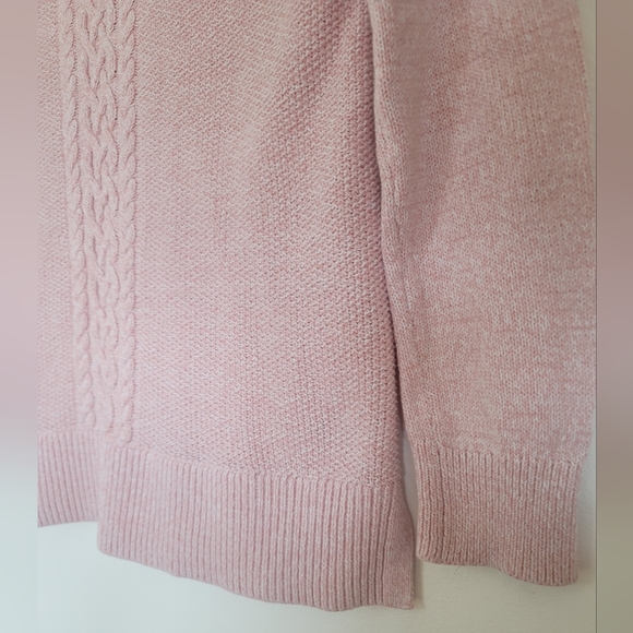 Karen Scott Textured Light Pink Sweater Size S Cable Knit Cozy Crew Neck Preppy - Picture 6 of 12
